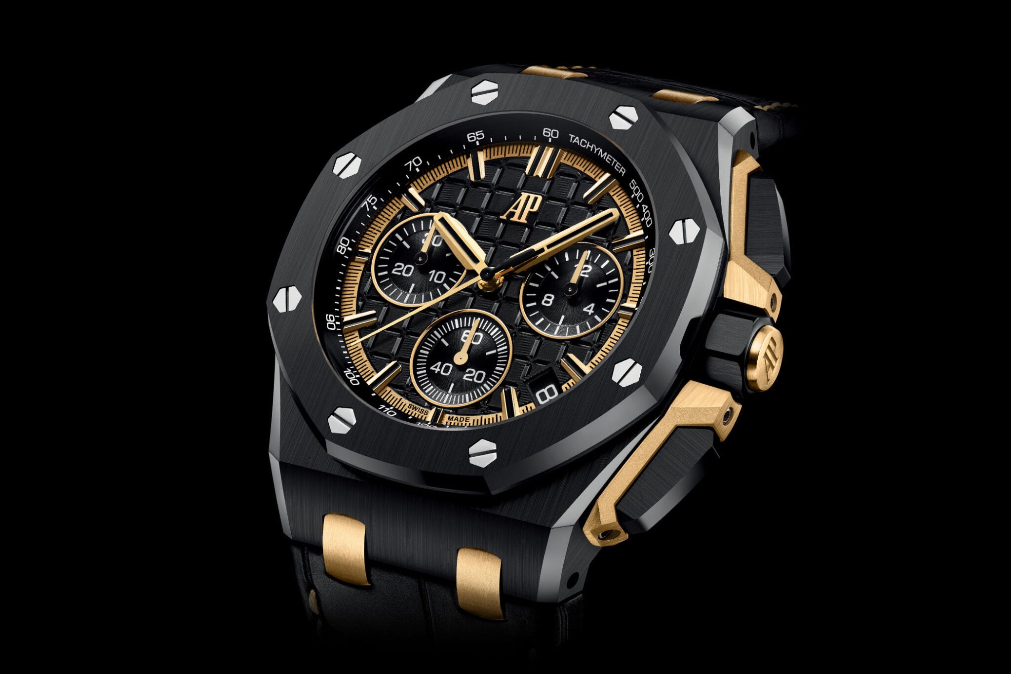 Kuポロバイラルフローレン BLACK WATCH 黒 ブラック 金 Audemars Piguet Royal Oak Offshore Chronograph Black Ceramic and