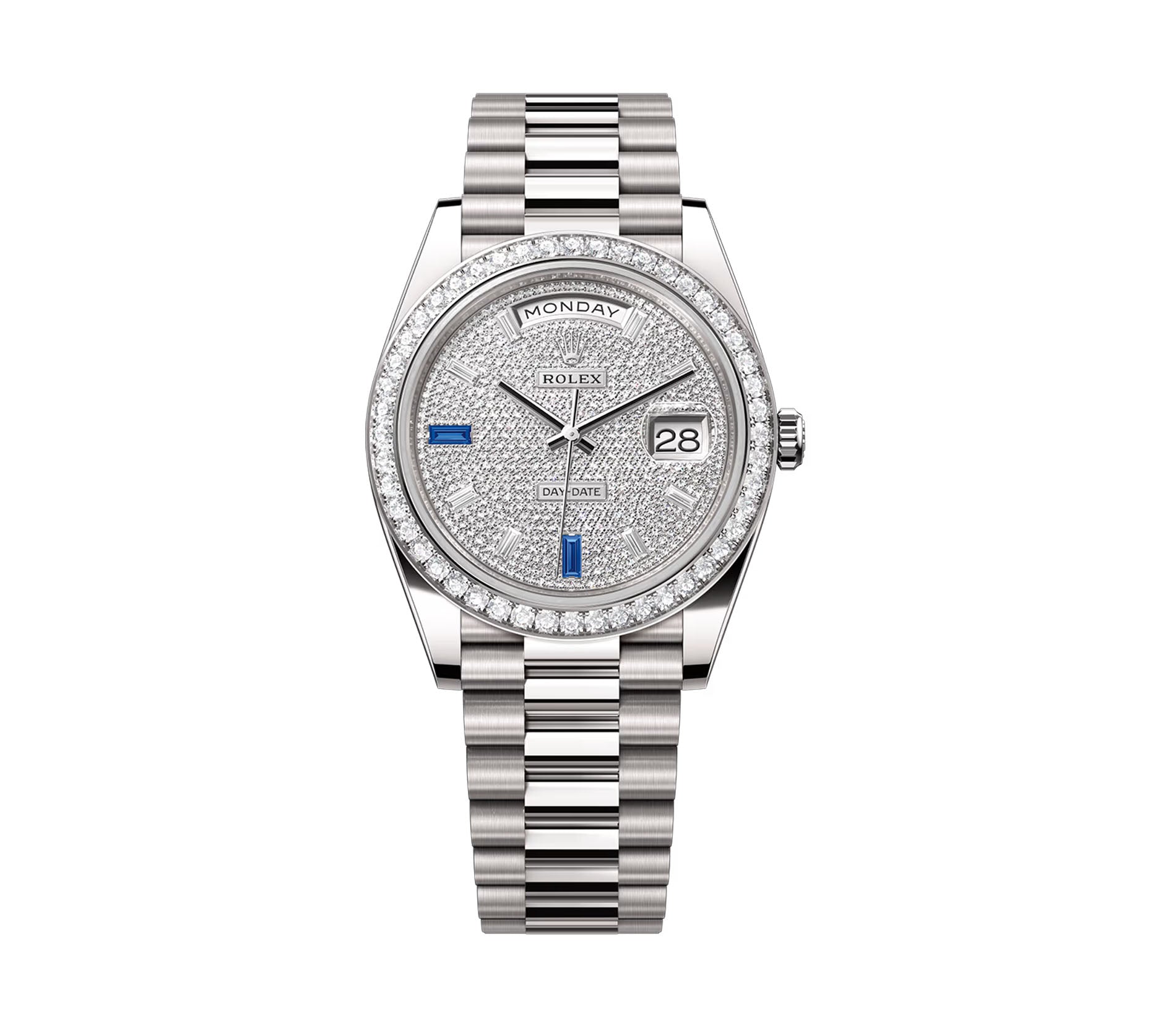 Rolex Day-Date 40 18k WG Diamond Bezel Pave Dial 228349RBR