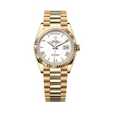 36mm 18k Yellow Gold President White Roman Dial