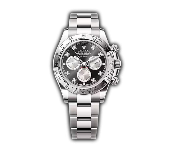 Rolex Cosmograph Daytona 18k White Gold Black Diamond Dial 126509