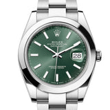 Steel 41mm Smooth Bezel Mint Green Index Dial Oyster Bracelet