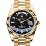 40mm 18k Yellow Gold President ONYX Baguette Diamond Dial
