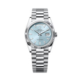 36mm Platinum President Fluted Bezel Ice-Blue Diamond Dial