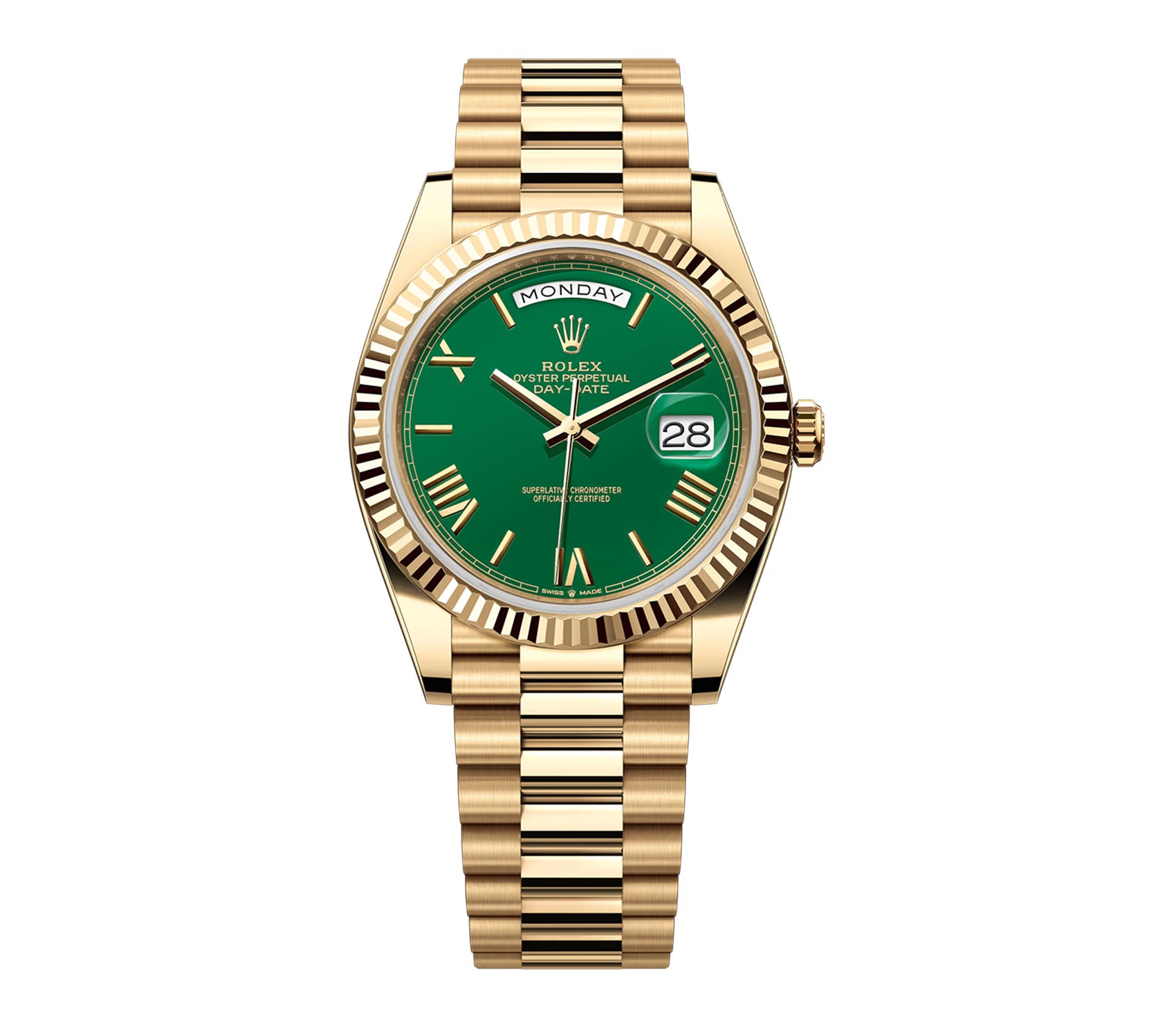 Rolex Day Date 40mm 18k Yellow Gold President Green Roman Dial 228238 rolex-day-date-40mm-18k-yellow-gold-president-green-roman-dial-228238