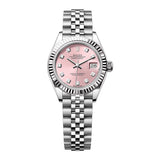 28mm Steel Pink Diamond Dial Fluted Bezel Jubilee