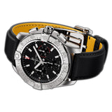 44mm B01 Chronograph Steel Black Dial Leather Strap