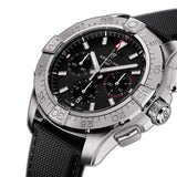 44mm B01 Chronograph Steel Black Dial Leather Strap