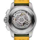 44mm B01 Chronograph Steel Green Dial Leather Strap