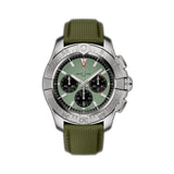 44mm B01 Chronograph Steel Green Dial Leather Strap