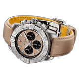 44mm B01 Chronograph Steel Sand Dial Leather Strap