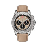 44mm B01 Chronograph Steel Sand Dial Leather Strap