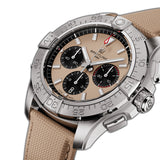 44mm B01 Chronograph Steel Sand Dial Leather Strap