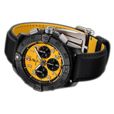44mm B01 Night Mission Yellow Dial Chronograph Black Strap