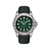42mm Stainless Steel Green Dial Leather Strap