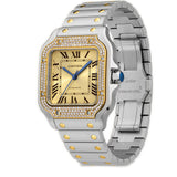35mm Medium Steel & 18k Yellow Gold Diamond Bezel Golden Dial