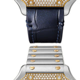 35mm Medium Steel & 18k Yellow Gold Diamond Bezel Golden Dial