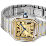 35mm Medium Steel & 18k Yellow Gold Diamond Bezel Golden Dial