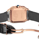 35mm Medium 18k Rose Gold Diamond Bezel Silver Dial