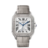 35mm Medium 18k White Gold Diamond Bezel Silver Dial