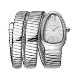 35mm Tubogas Double Spiral Steel Diamonds Silver Dial