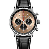 43mm B01 Chronograph Steel Copper Dial Leather Strap