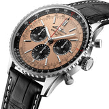 43mm B01 Chronograph Steel Copper Dial Leather Strap