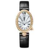 25mm Mini 18k Yellow Gold Diamond Bezel Mother of Pearl Dial