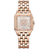 27mm Medium 18k Rose Gold Silver Dial Diamond Bezel