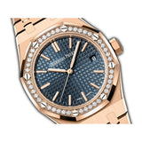 37mm 18k Rose Gold Diamond Bezel Blue Dial Automatic