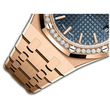 37mm 18k Rose Gold Diamond Bezel Blue Dial Automatic
