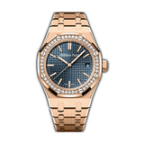 37mm 18k Rose Gold Diamond Bezel Blue Dial Automatic