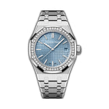 37mm Stainless Steel Diamond Bezel Light Ice Blue Dial Automatic