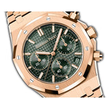 41mm Chronograph 18k Rose Gold Green Dial On Bracelet