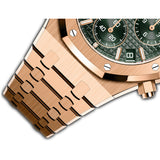41mm Chronograph 18k Rose Gold Green Dial On Bracelet
