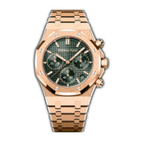 41mm Chronograph 18k Rose Gold Green Dial On Bracelet
