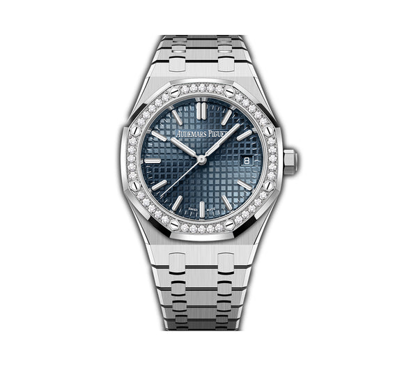 34mm Stainless Steel Diamond Bezel Blue Dial Automatic