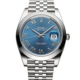 41mm Steel Azzurro Blue Roman Dial Jubilee Bracelet