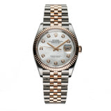 36mm Steel & 18k RG MOP Mother of Pearl Diamond Dial Jubilee
