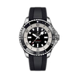 44mm Automatic Steel Black Dial Black Rubber Strap