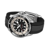 44mm Automatic Steel Black Dial Black Rubber Strap
