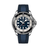 44mm Automatic Steel Blue Dial Rubber Strap