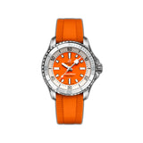 36mm Automatic Steel Orange Dial Rubber Strap