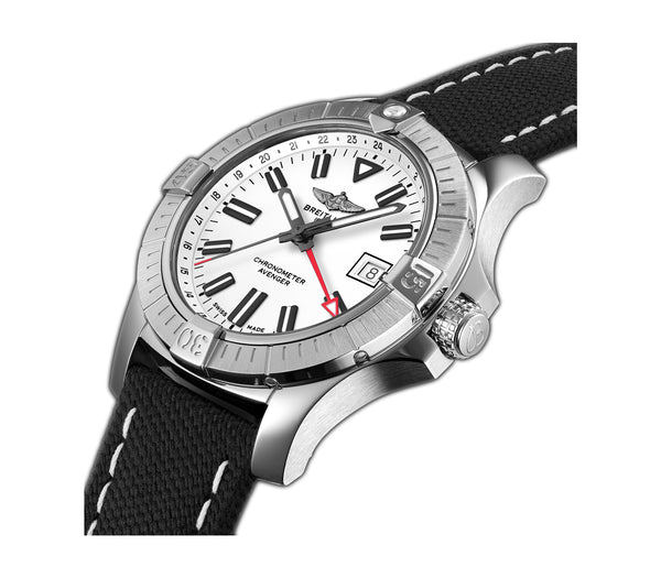 43mm Automatic GMT White Dial Leather Strap on Tang
