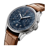 42mm B01 Stainless Steel Chronograph Blue Dial Gold Brown Leather Strap