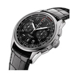 42mm B01 Stainless Steel Chronograph Black Dial Glossy Leather Strap