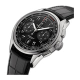 42mm B01 Stainless Steel Chronograph Black Dial Matte Leather Strap