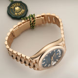 36mm 18k Everose Gold President Blue-Green Baguette Diamond Dial