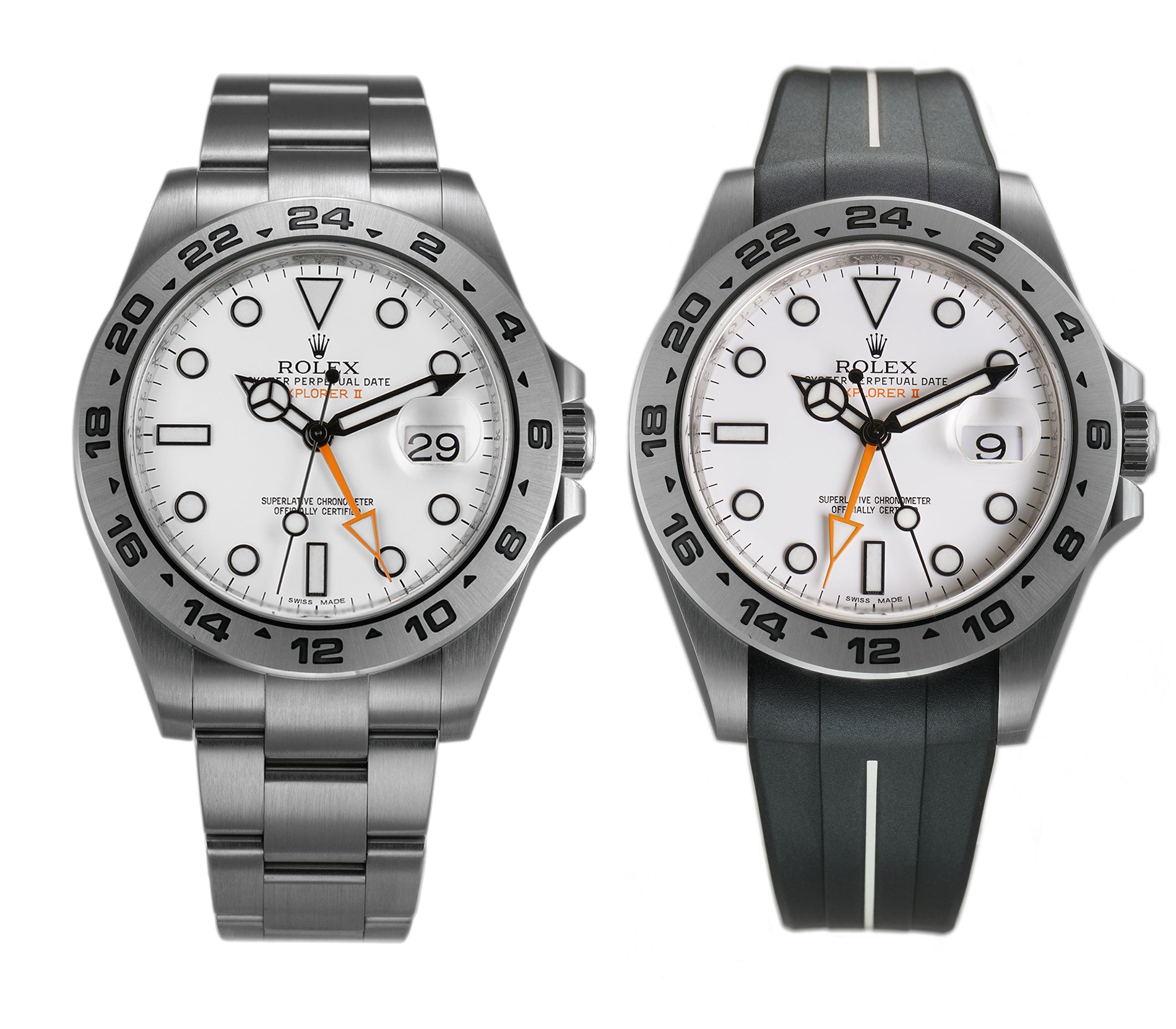 Black Dial 216570 Rubber B Rolex Explorer II Steel 42mm White