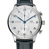 41mm Chronograph Silver Dial Blue Numerals