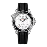 42mm Diver 300m Steel Black Ceramic Bezel White Dial on Rubber